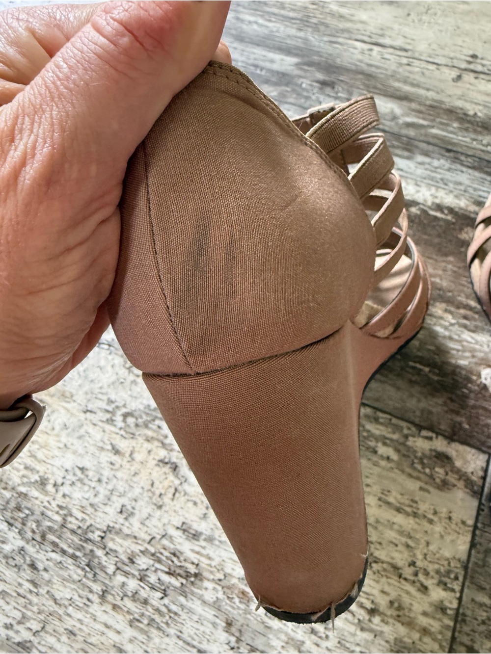 2 for $20 sale: Lifestride beige / mushroom strappy wedge Helena sandals - 8.5 - Picture 7 of 9